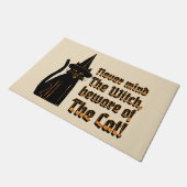 Hexenschwarze Katze, Hexe vertraut, Vintag Fußmatte (Schrägansicht)