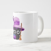 Hexenschwarze Katze mit Lila Hut Jumbo-Tasse (Vorderseite Rechts)