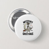 Hexenskelett-Grafik Hexen-Grüße Vintage-Ha Button (Vorne & Hinten)