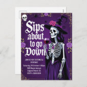 Hexenskelett Halloween Feiertagspostkarte (Vorne/Hinten)