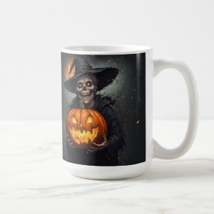 Hexenskelett mit leuchtendem Kürbis Halloween 🎃 Kaffeetasse
