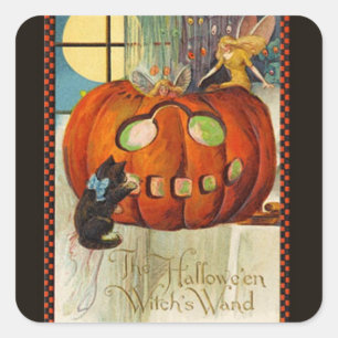 Hexenstab Halloween Quadratischer Aufkleber