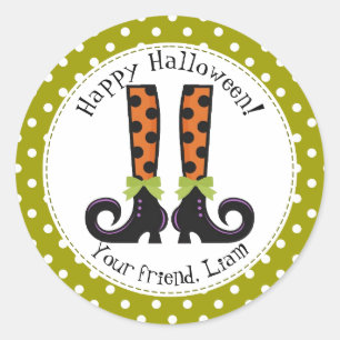 Hexenstiefel Halloween Klassisches Rundlabel Runder Aufkleber