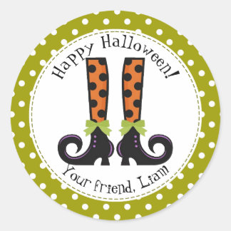 Hexenstiefel Halloween Klassisches Rundlabel Runder Aufkleber