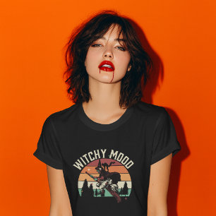 Hexenstimmung Vintage-Halloween-Hexe und schwarz T-Shirt