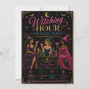Hexenstunde-Cocktail-Halloween-Party Einladung