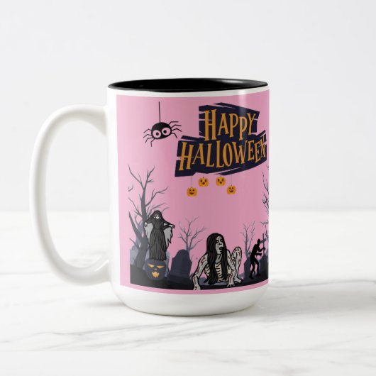 Hexenstunde Flüstert hellrosa Zweifarbige Tasse (Links)