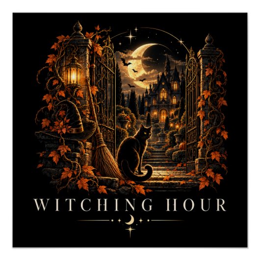 Hexenstunde Gothic Halloween Hexe Poster (Vorderseite)