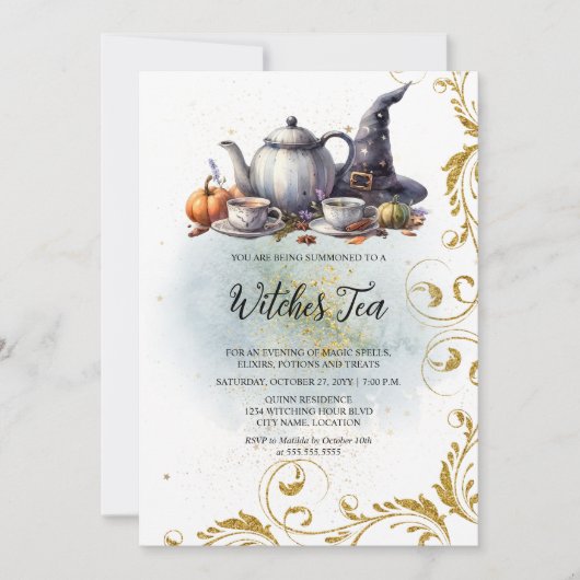 Hexentee Einladung (Vorderseite)