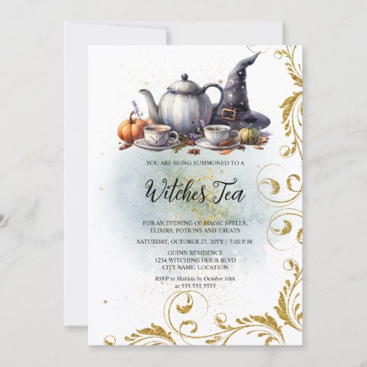 Hexentee Einladung (Vorderseite)