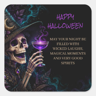 Hexentrank & Boo ze Gothic Halloween Cocktail Quadratischer Aufkleber