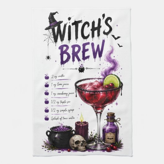 Hexentrank Halloween-Rezept Geschirrtuch (Vertikal)