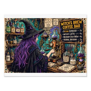 Hexentrank Kaffee-Bar-Plakat Vintage-Magie-Kunst Fotodruck