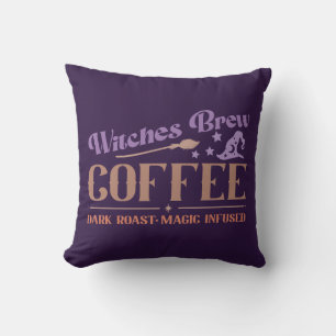 Hexentrank Kaffee Hexenhut Lila Halloween Kissen