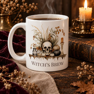 Hexentrank-Mug – Herbst-Schädel- und Kerzen-Design Jumbo-Tasse