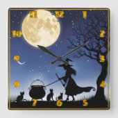 Hexentränke unter Vollmond nachts Quadratische Wanduhr (Vorderseite)