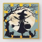 Hexentränke unter Vollmondlicht Quadratische Wanduhr (Vorderseite)