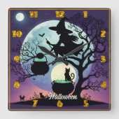 Hexentränke zu Halloween Quadratische Wanduhr (Vorderseite)