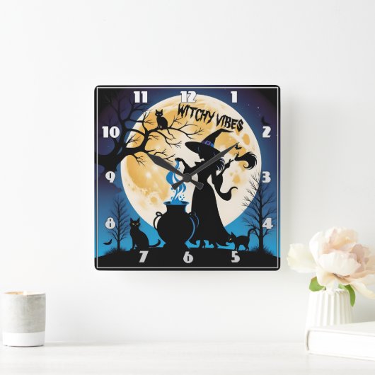 Hexentränke zu Halloween Quadratische Wanduhr (Zuhause)