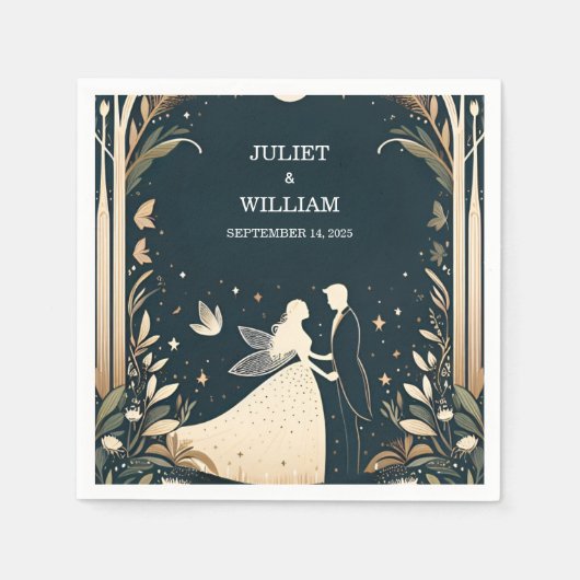 Hexentraum Mystical Stars Moon Wedding Serviette (Vorderseite)