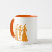Hexenverein-Silhouette Halloween-Party Tasse (Vorderseite Links)