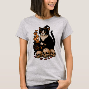 Hexenvertrauter – Smoking Cat und Kessel T-Shirt