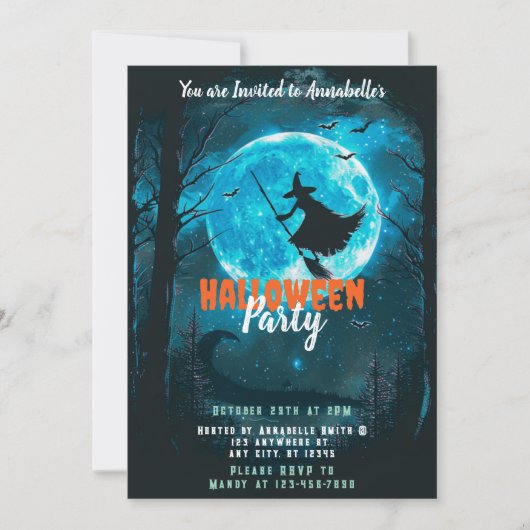 Hexenwald-Halloween-Party Einladung (Vorderseite)