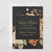 Hexenwald Schwarze Florale Save-the-Date-Karte Save The Date (Vorderseite)