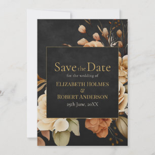 Hexenwald Schwarze Florale Save-the-Date-Karte Save The Date