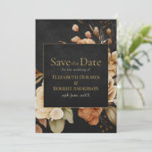 Hexenwald Schwarze Florale Save-the-Date-Karte Save The Date (Stehend Vorderseite)
