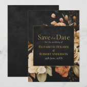 Hexenwald Schwarze Florale Save-the-Date-Karte Save The Date (Vorne/Hinten)