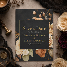 Hexenwald Schwarze Florale Save-the-Date-Karte Save The Date