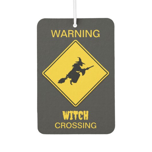 Hexenwarnung Halloween Autolufterfrischer (Vorderseite)