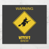 Hexenwarnung Halloween Bierflaschenetikett (Einzelnes Label)