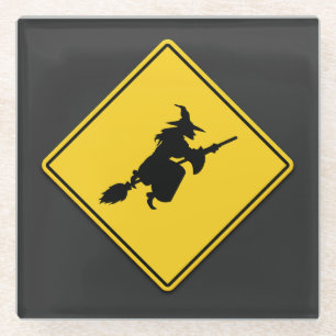 Hexenwarnung Halloween Glasuntersetzer