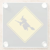 Hexenwarnung Halloween Glasuntersetzer (Rückseite)