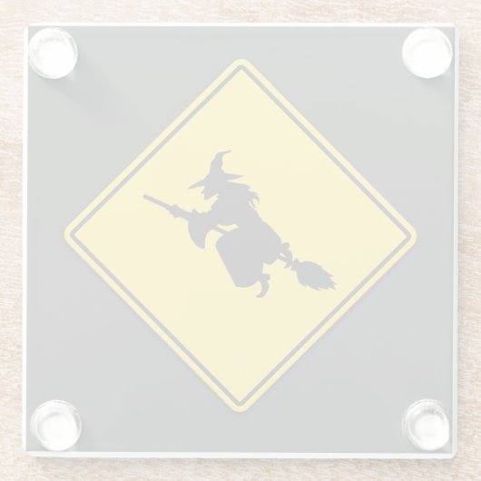 Hexenwarnung Halloween Glasuntersetzer (Rückseite)