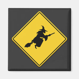 Hexenwarnung Halloween Magnet