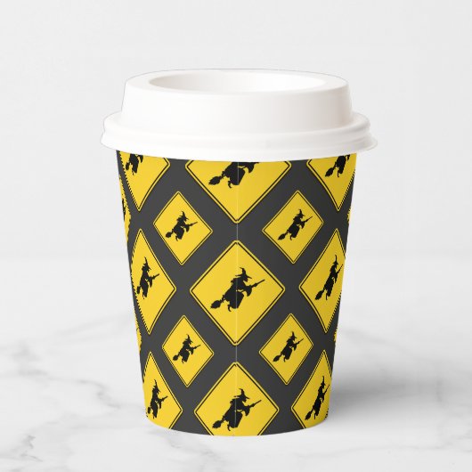 Hexenwarnung Halloween Pappbecher (Rechts)