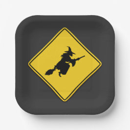 Hexenwarnung Halloween Pappteller