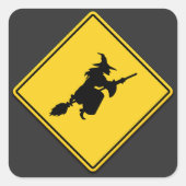 Hexenwarnung Halloween Quadratischer Aufkleber (Vorderseite)