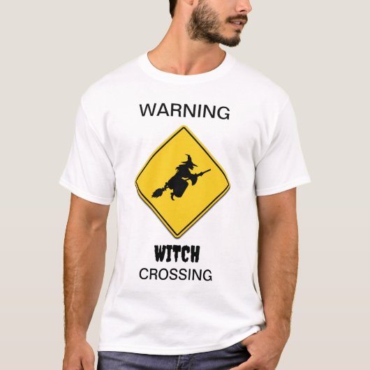 Hexenwarnung Halloween T-Shirt (Vorderseite)