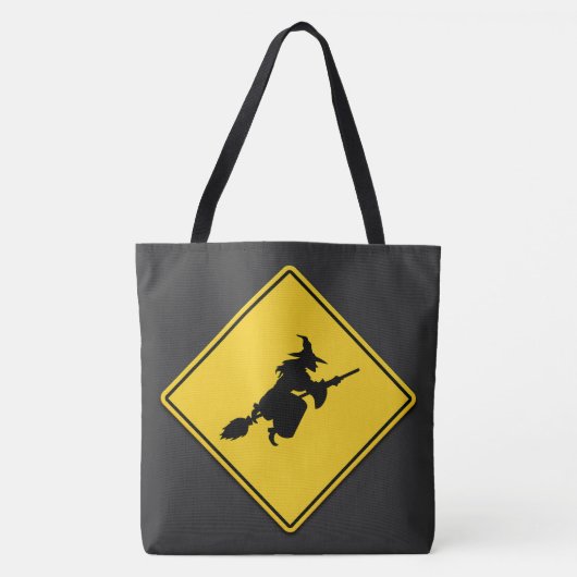 Hexenwarnung Halloween Tasche (Vorderseite)