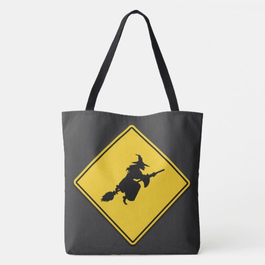 Hexenwarnung Halloween Tasche (Rückseite)