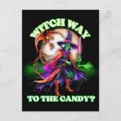 Hexenweg bis zum Candy Halloween Feiertagspostkarte (Vorderseite)
