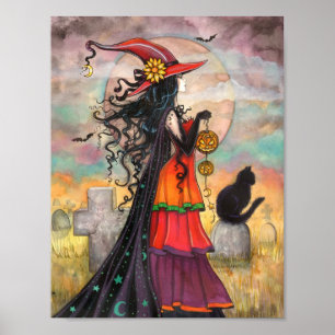 Hexenweg Halloween Fantasy Gothic Kunst Poster