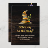 Hexenweg zum Candy Funny Halloween Zitat Einladung (Vorne/Hinten)