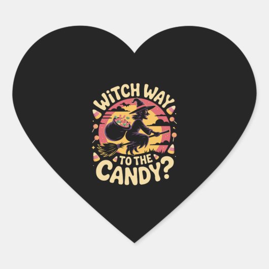 Hexenweg zum Candy Halloween-T - Shirt Herz-Aufkleber (Vorderseite)
