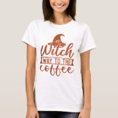 Hexenweg zum Kaffee Orange-Glitzer T-Shirt (Vorderseite)