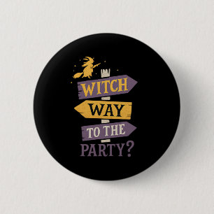 Hexenweg zum Party Funny Halloween-Zeichenpfeile Button